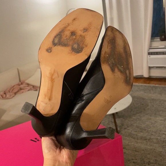 Zara black heeled ankle boots size 8 red. 2118/810 - Picture 7 of 10